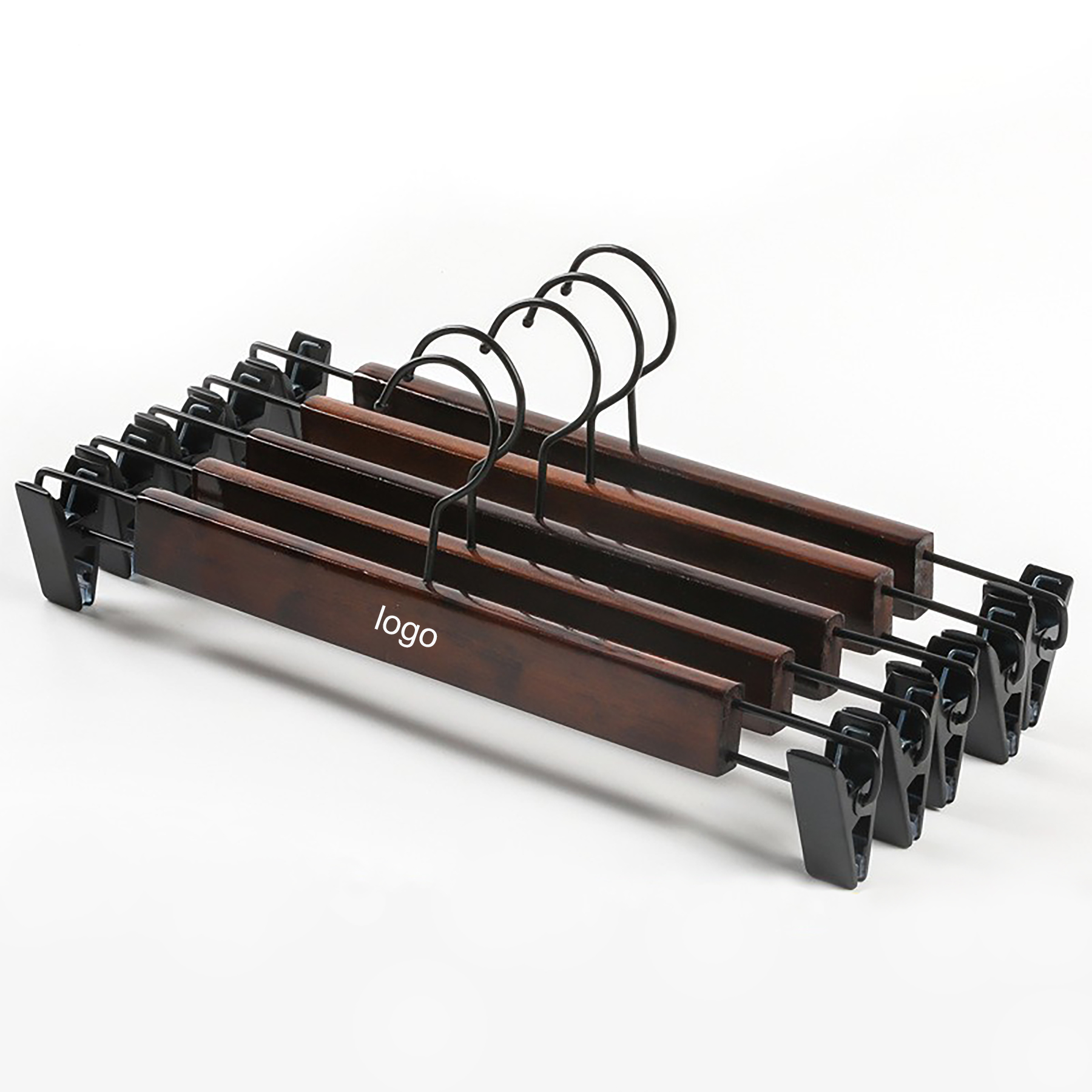 Wooden Trouser Hanger With Clips view 2