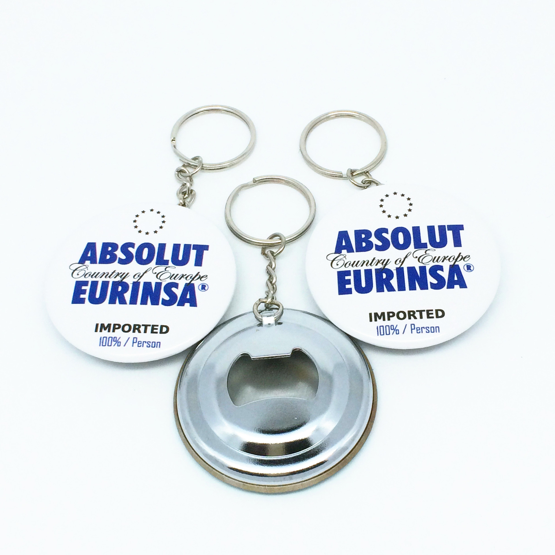 Round Metal Tin Bottle Opener Keychains