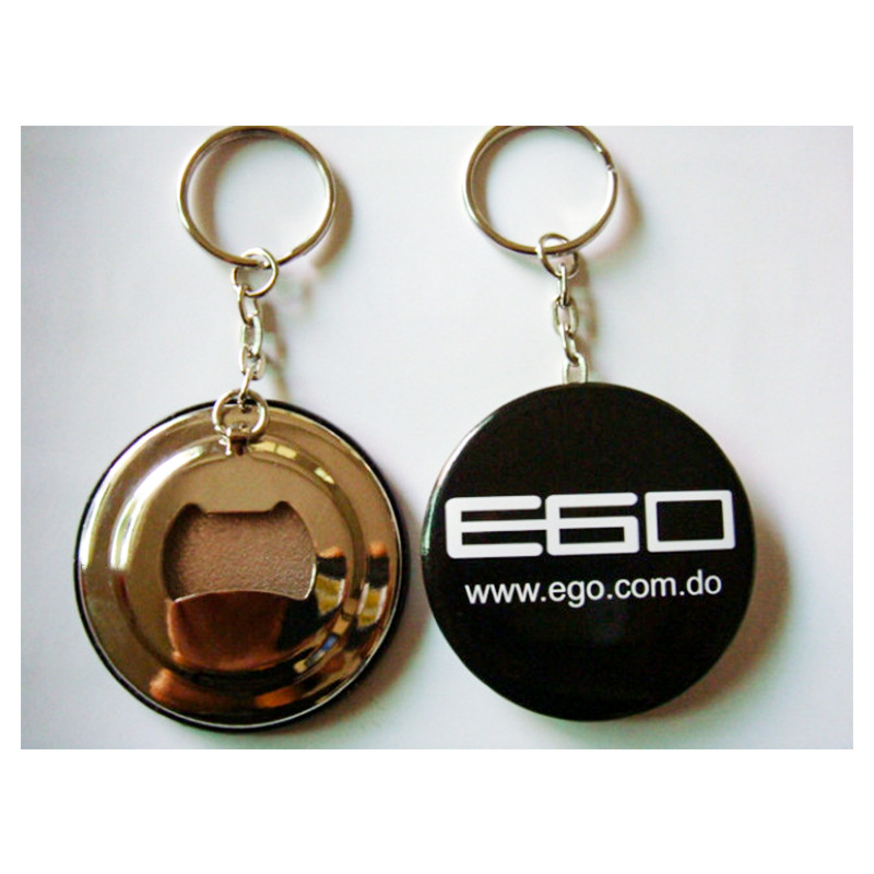 Round Metal Tin Bottle Opener Keychains view 2