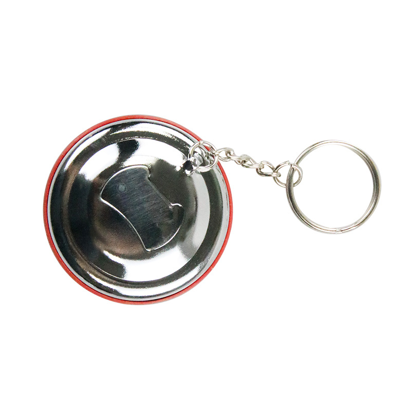 Round Metal Tin Bottle Opener Keychains view 3