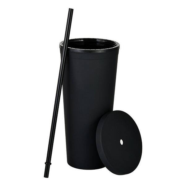 24oz Double-layer Solid Color Plastic Straw Cup view 6