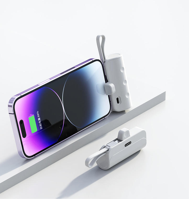 5000mAh Mini Portable Charger for iPhone with Built in Cable view 2