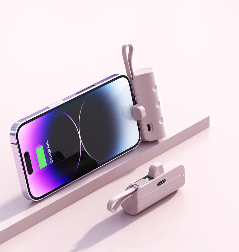 5000mAh Mini Portable Charger for iPhone with Built in Cable view 3