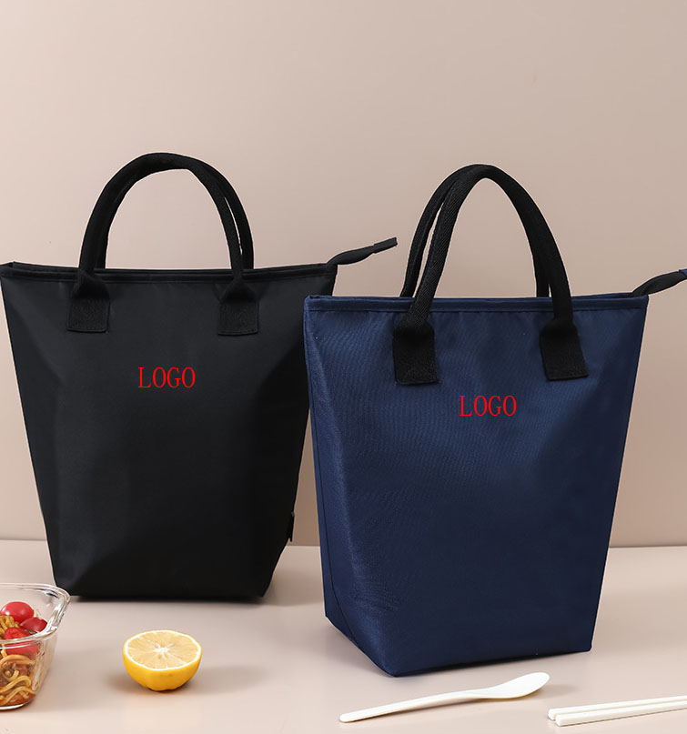 Oxford Cloth Insulated Zipper Grocery Lunch Tote