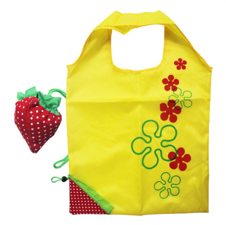 Economy Tote Bag Folded Into Strawberry Shape 15" L x 22.83"H view 2