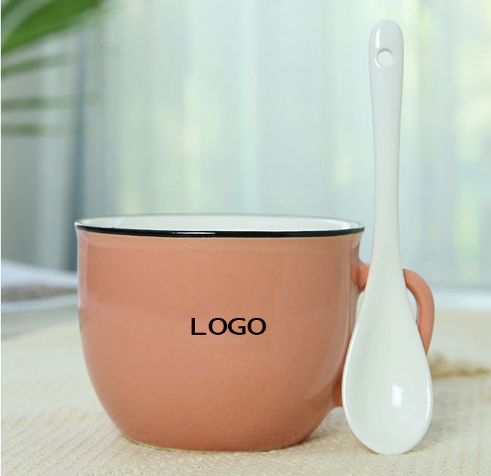 8oz.Economy Gift Ceramics Coffee Mugs w/ Spoon