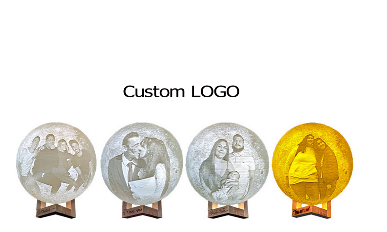 16 Colors 3D Moon Lamp w/ Wood Stand, Remote & Touch Control USB Rechargeable Gift view 2