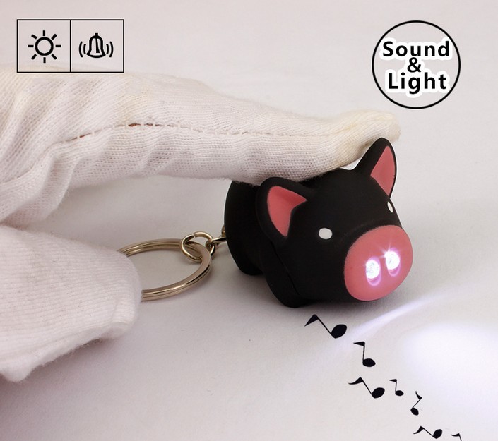 Piggy Design LED Flashlight Sound Keychain