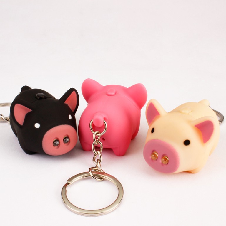 Piggy Design LED Flashlight Sound Keychain view 2