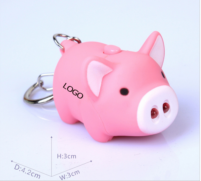Piggy Design LED Flashlight Sound Keychain view 3