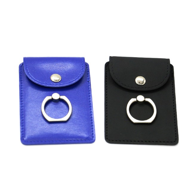 PU Card Holder w/ Metal Phone Stand