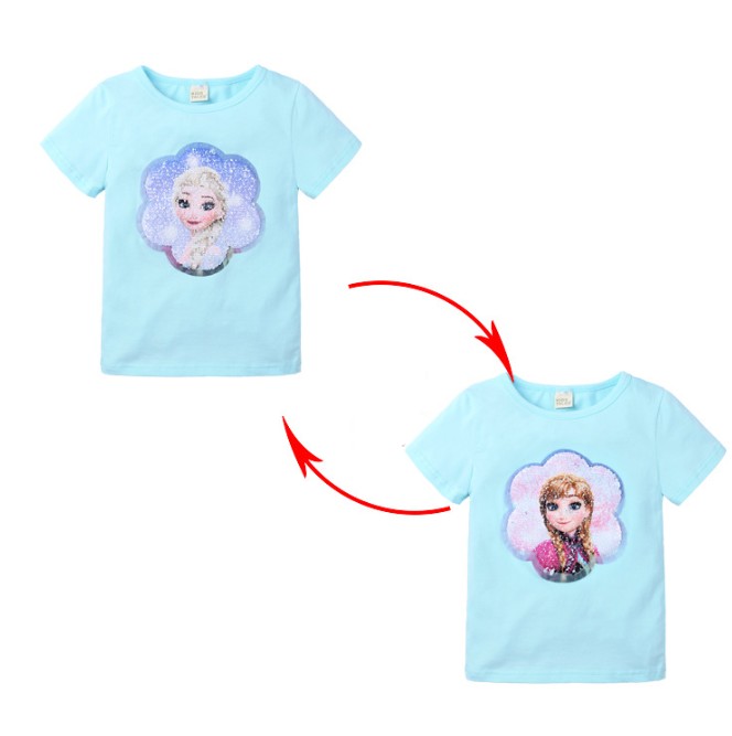 Custom Interesting sequins flip change face T-shirt for adults and kids view 2