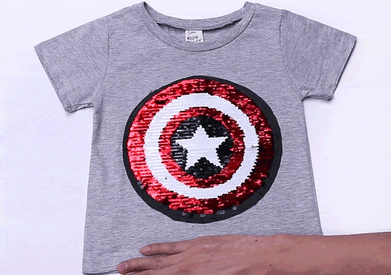 Custom Interesting sequins flip change face T-shirt for adults and kids view 3