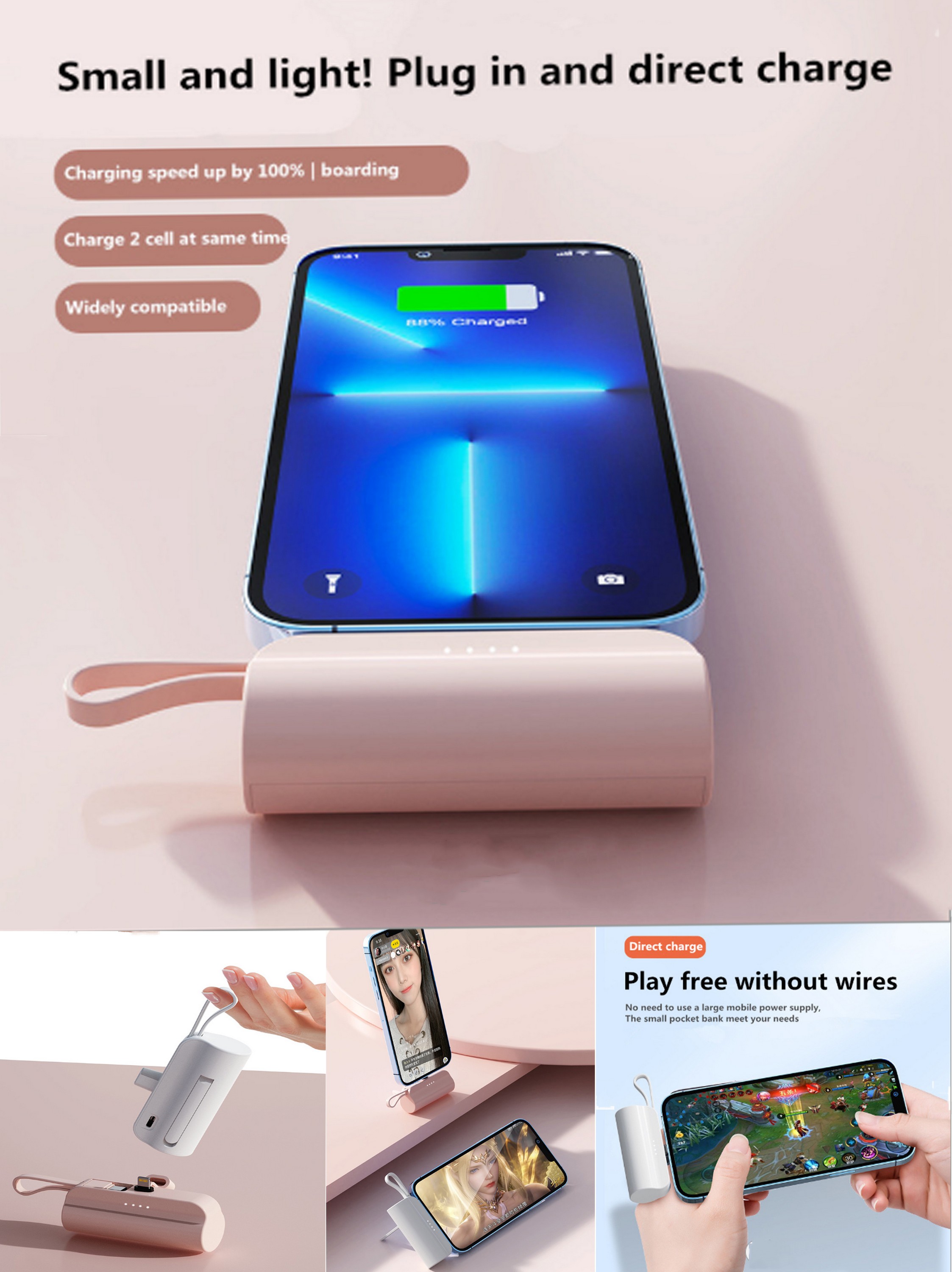 New Coming Best Value 2-in-1 Mini 5000MAh Powerbank Capsule with Holder