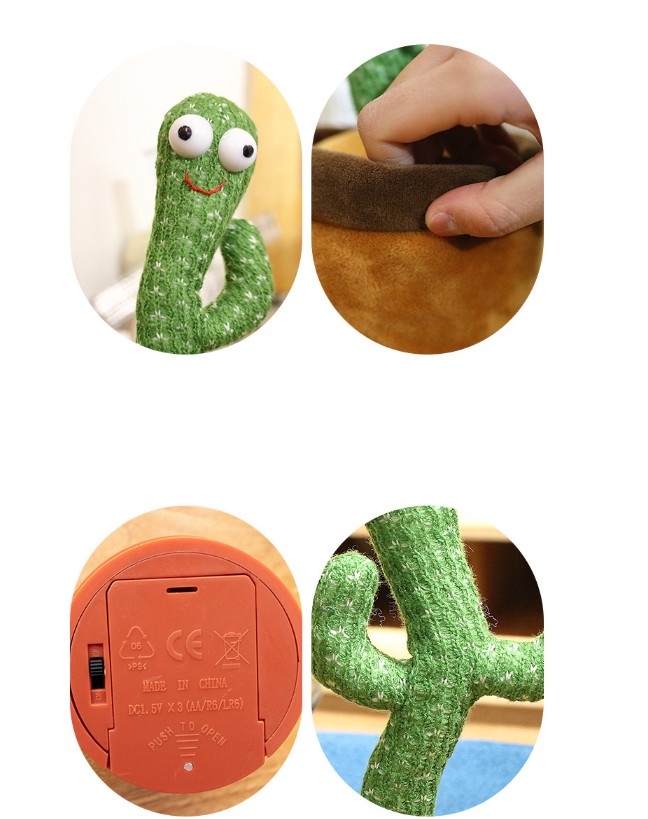 Smart Electronic Plush Toys Funny Singing Talking Record Repeating Electronic Plush Cactus Toys view 2