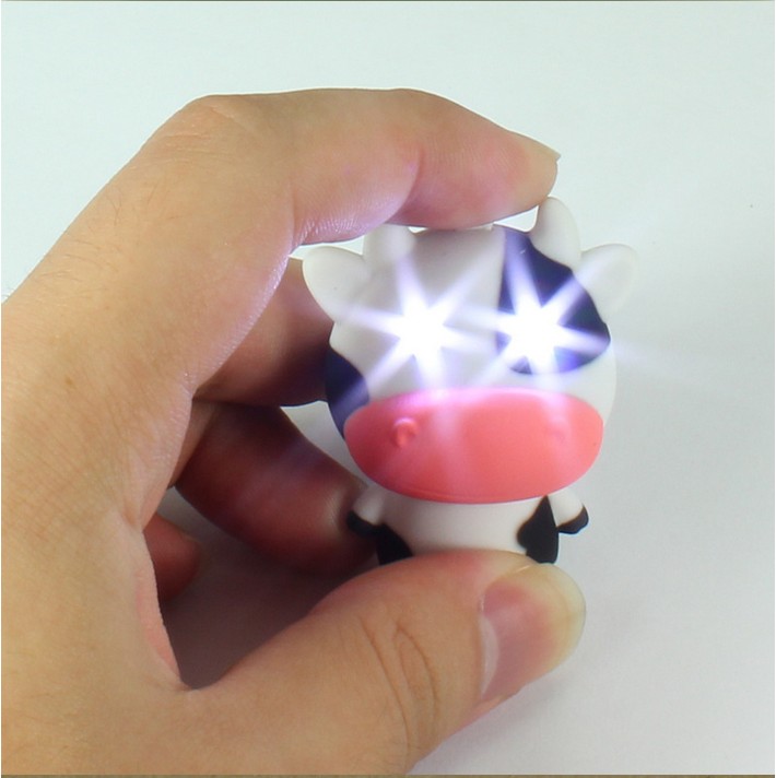 Led Cute Cow Key Ring Flashlight Keychain With Sound view 3