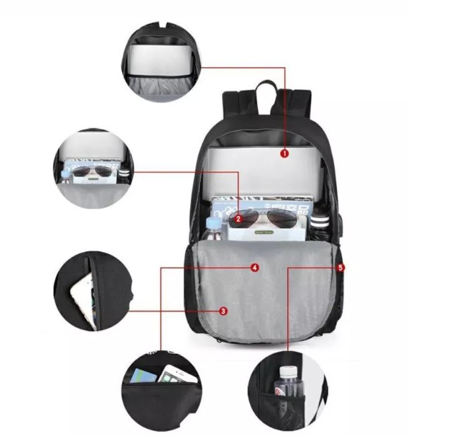 Custom Luminous Brand Backpack w/USB Port view 3