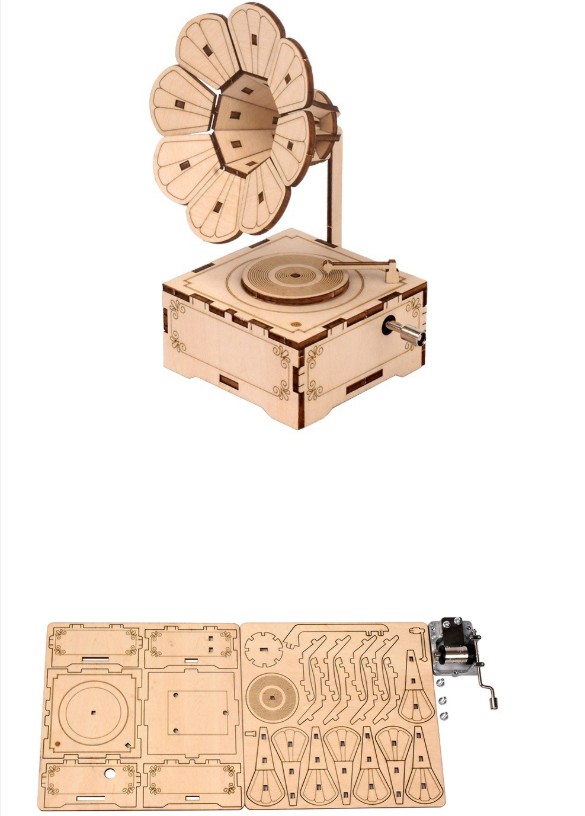 Self-assembly Puzzle Toys DIY Wooden Hand Cranking Music Box Wood Craft