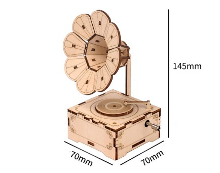 Self-assembly Puzzle Toys DIY Wooden Hand Cranking Music Box Wood Craft view 3