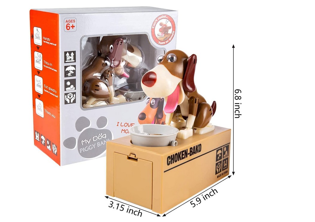 Dog Coin Bank, Dog Can Sound Shake Heads Tail Ears Rotating view 2