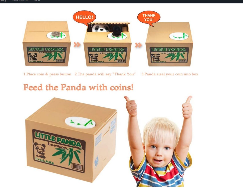 Coin Panda Box ,Vocal Mischief Stealing Coin Panda Bank Coin Storage Pot