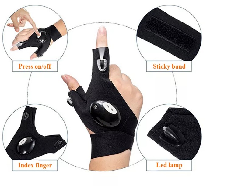 LED Flashlight Gloves -Camping Repairing Night Running Fishing view 4