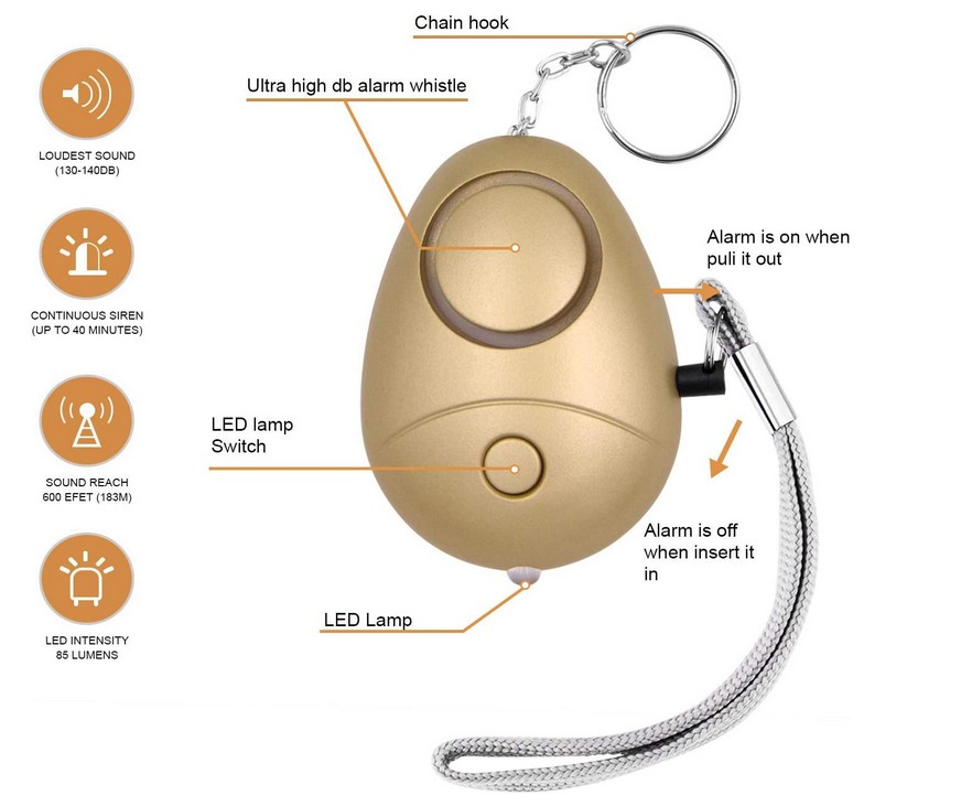 130DB Personal Safety Alarm w/LED view 2