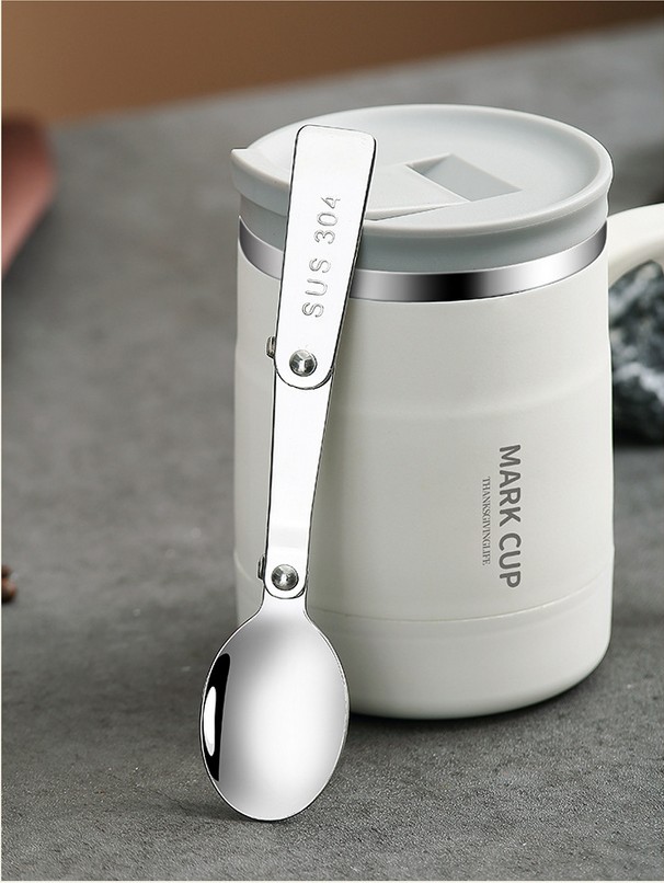 17Oz Double Wall Stainless Steel Vacuum Tumbler With Lid And Flodable Spoon