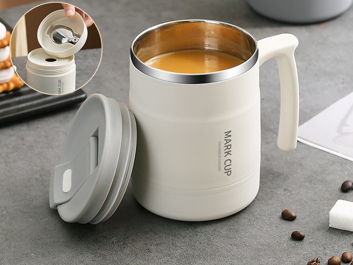 17Oz Double Wall Stainless Steel Vacuum Tumbler With Lid And Flodable Spoon view 2