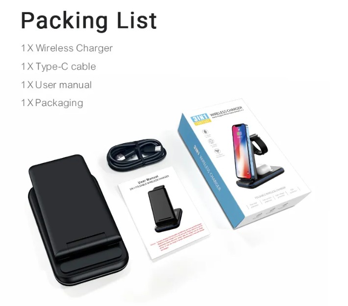 Qi 15W Fast 3 In 1 Wireless Charging Phone Holder Station Stand Charger view 5
