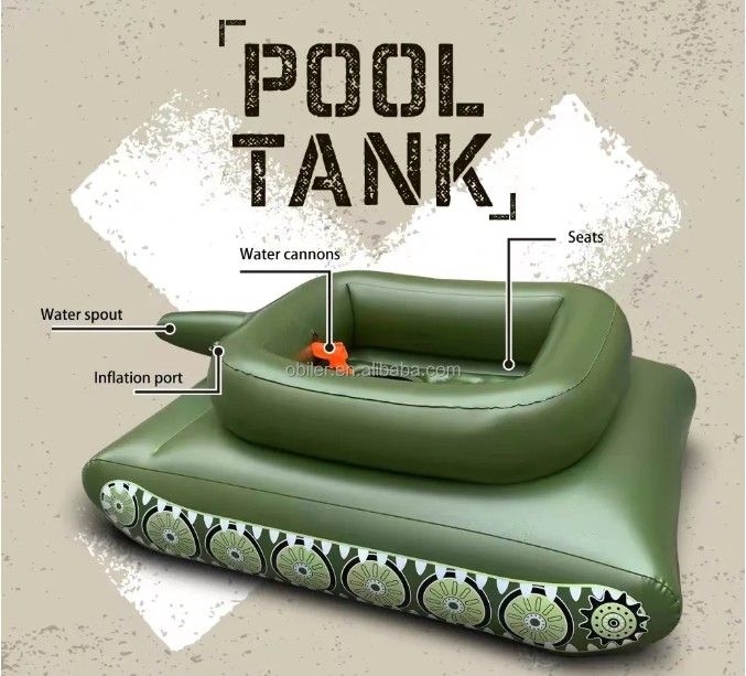 Inflatable Tank Shape Floating Row With Squirt Water Gun view 2