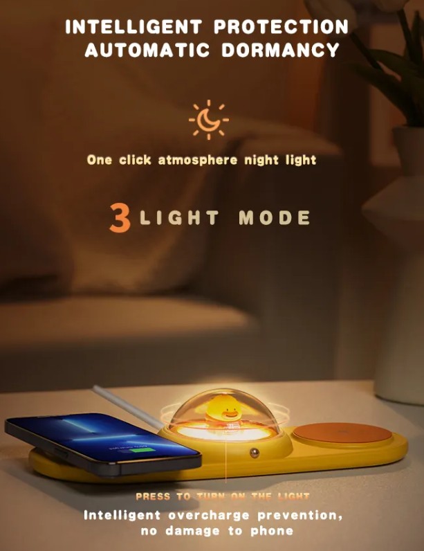 3 In 1 Wireless Fast Charger w/ Night Light view 3
