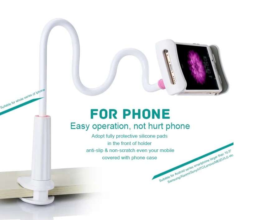 Adjustable Gooseneck Tablet Holder & Phone Clip - Works with Phones & Tablets up to 8¡±