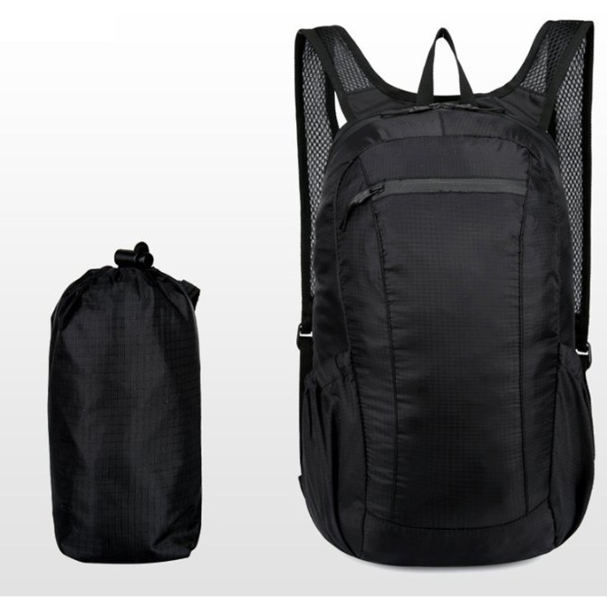 Economy Custom Outdoor Backpack Foldable into Pouch view 2