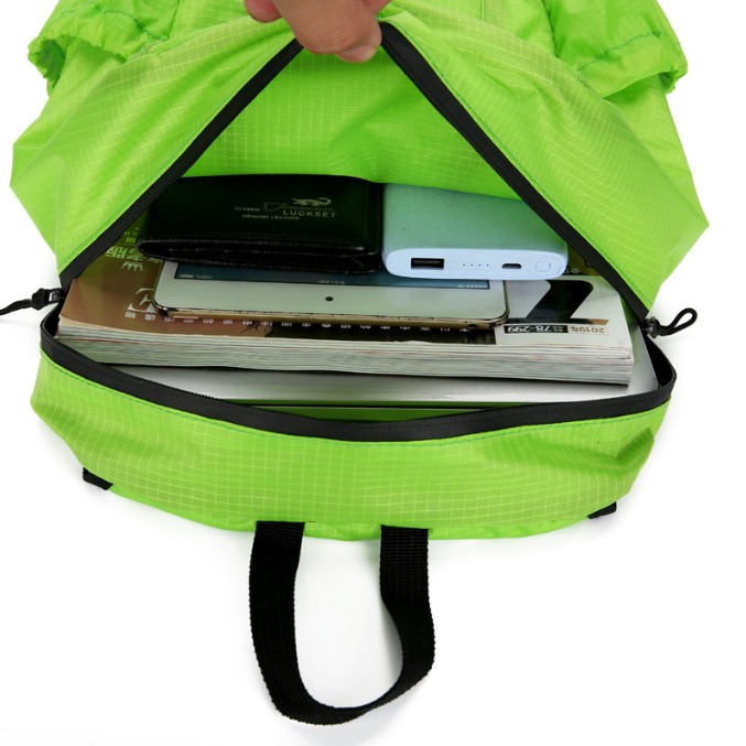 Economy Custom Outdoor Backpack Foldable into Pouch view 3