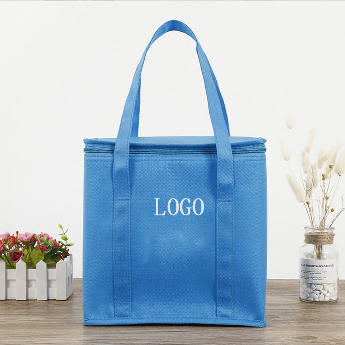 9 3/4" L x 6" W x 11" H Non-woven Insulated Cooler Bag/Zipper Insulated Lunch Tote Bags