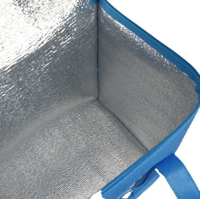 9 3/4" L x 6" W x 11" H Non-woven Insulated Cooler Bag/Zipper Insulated Lunch Tote Bags view 2
