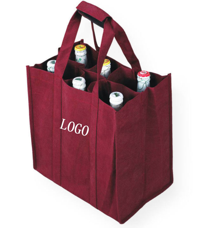 Non Woven Six Bottles Wine Tote Bag