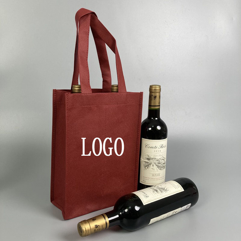 Non-Woven Two Bottles Wine Tote Bag