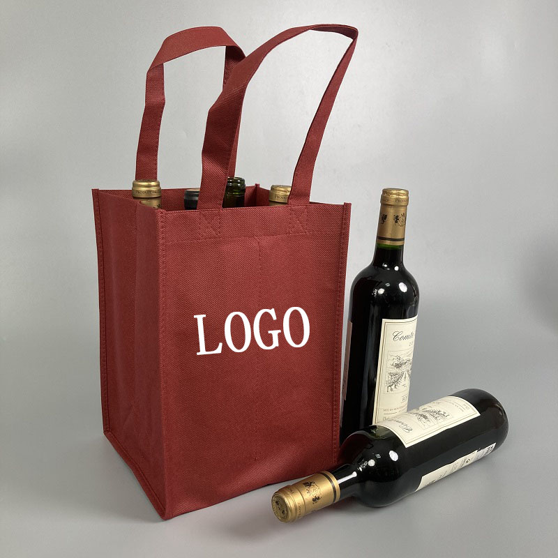 Non-Woven Four Bottles Wine Tote Bag