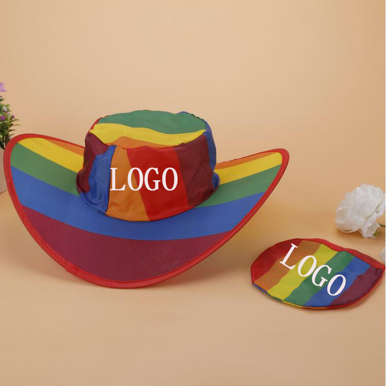 Nylon Folding Rainbow Cowboy Hat
