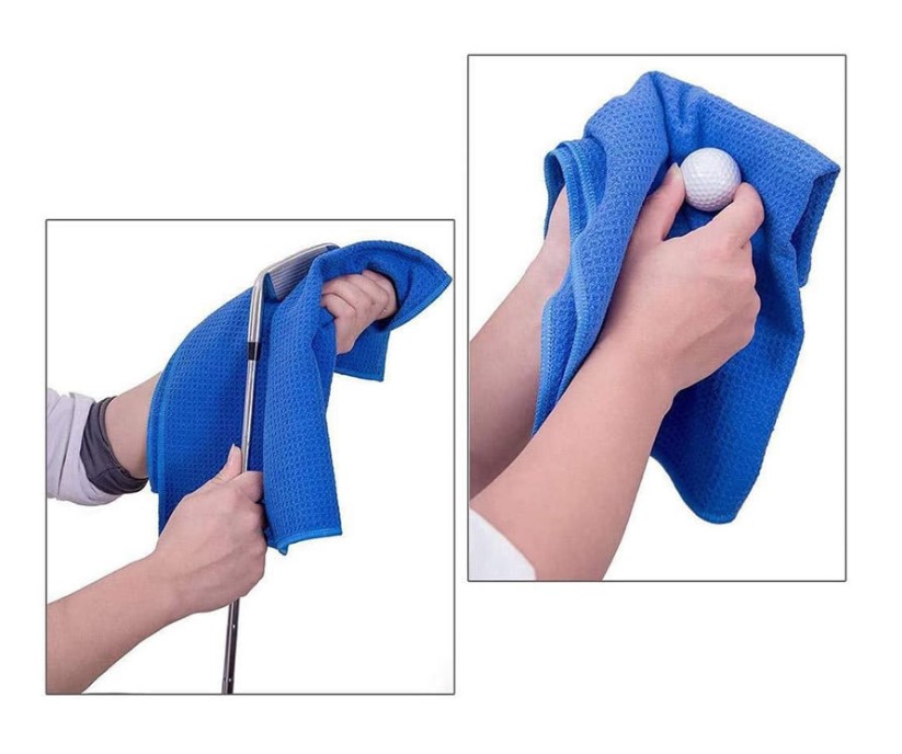 Microfiber Waffle Pattern Golf Towel With Clip 23 5/8" L x 15 3/4" W. view 2