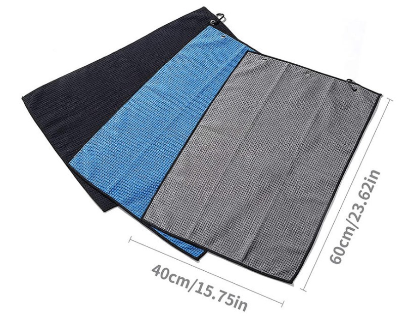 Microfiber Waffle Pattern Golf Towel With Clip 23 5/8" L x 15 3/4" W. view 3