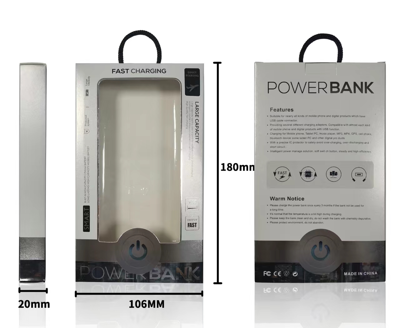 Customized 10000 mAh USB-C Two-Way Quick-Charge High Capacity Portable Power Bank view 3