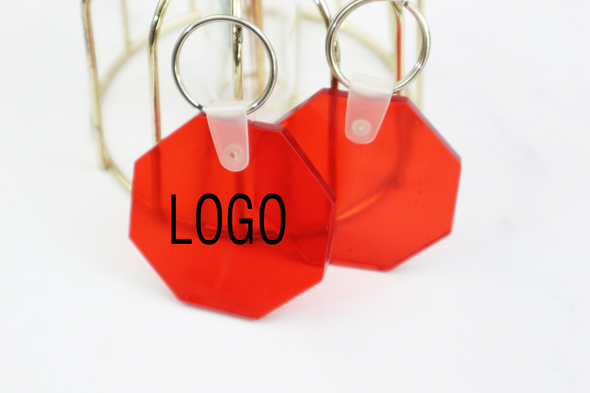 PVC Injection Molded Octagonal Key Chain