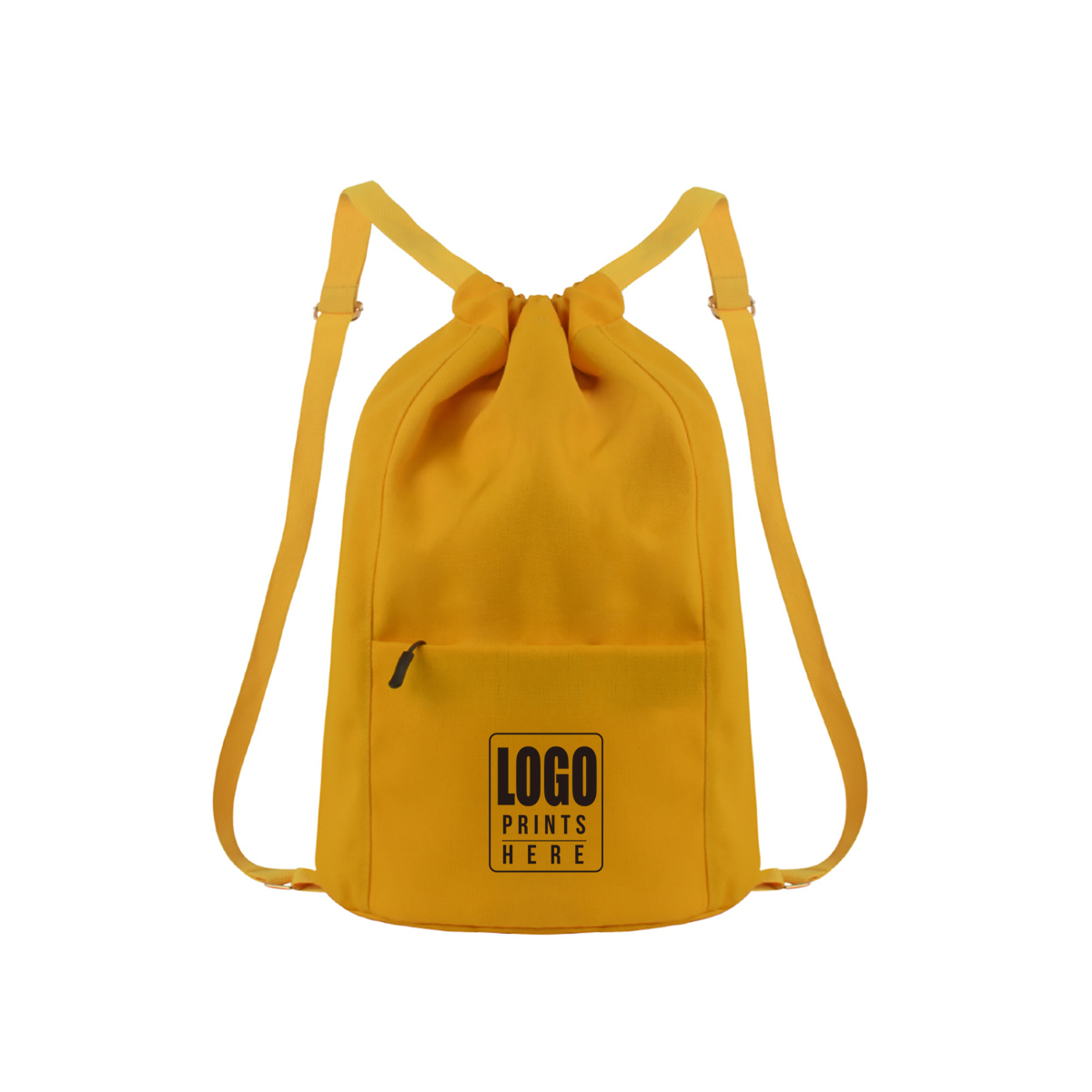 Canvas Drawstring Backpack w/ Zipper Pocket