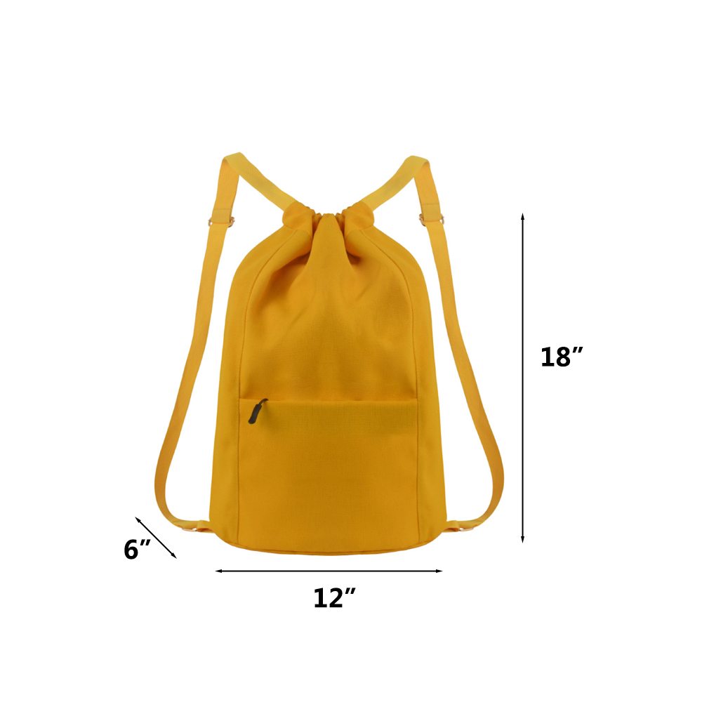 Canvas Drawstring Backpack w/ Zipper Pocket view 3