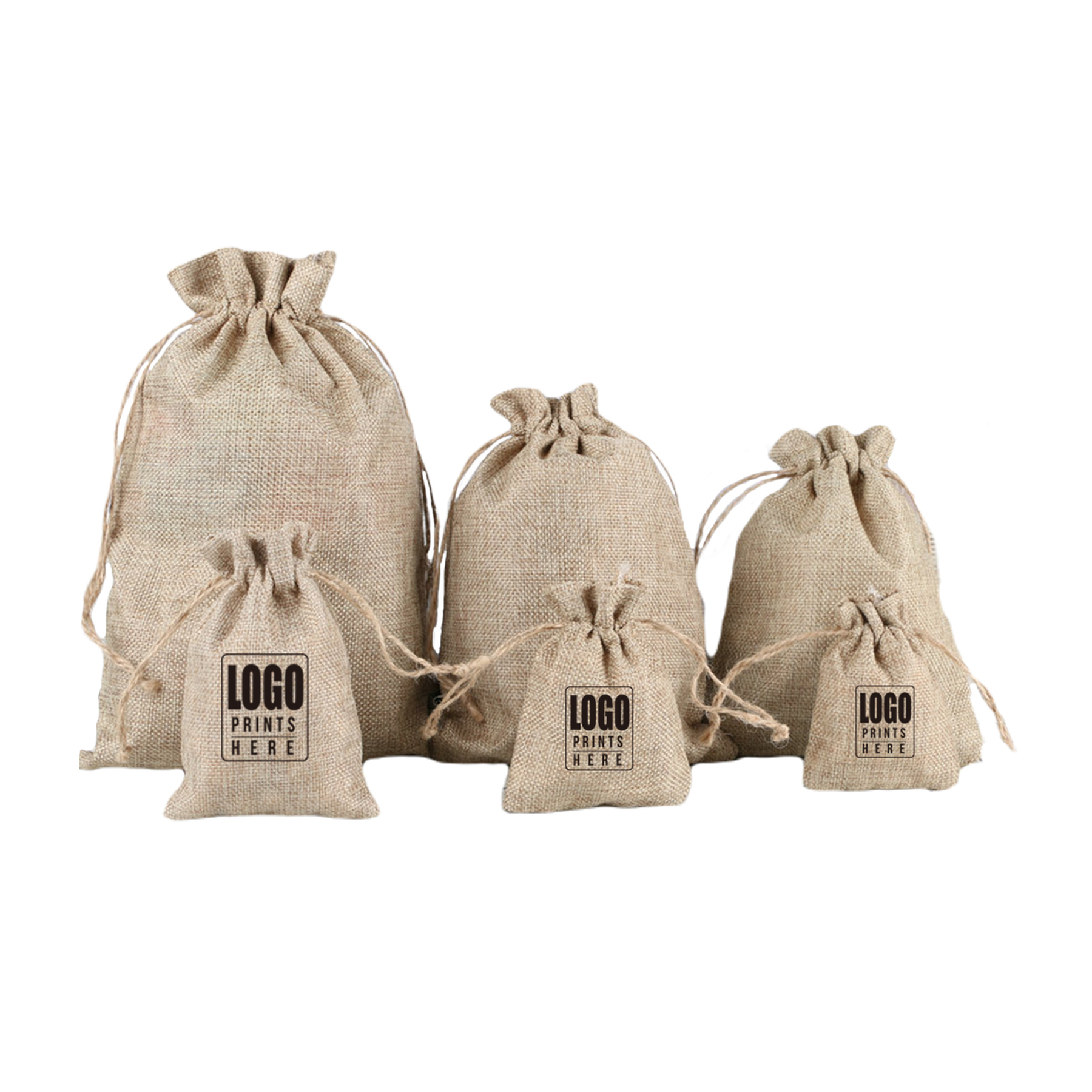 Flax Cord Linen Drawstring Bag Multiple Sizes