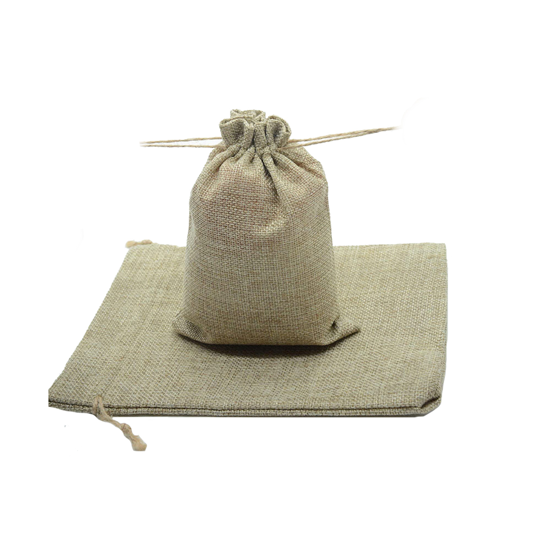 Flax Cord Linen Drawstring Bag Multiple Sizes view 4