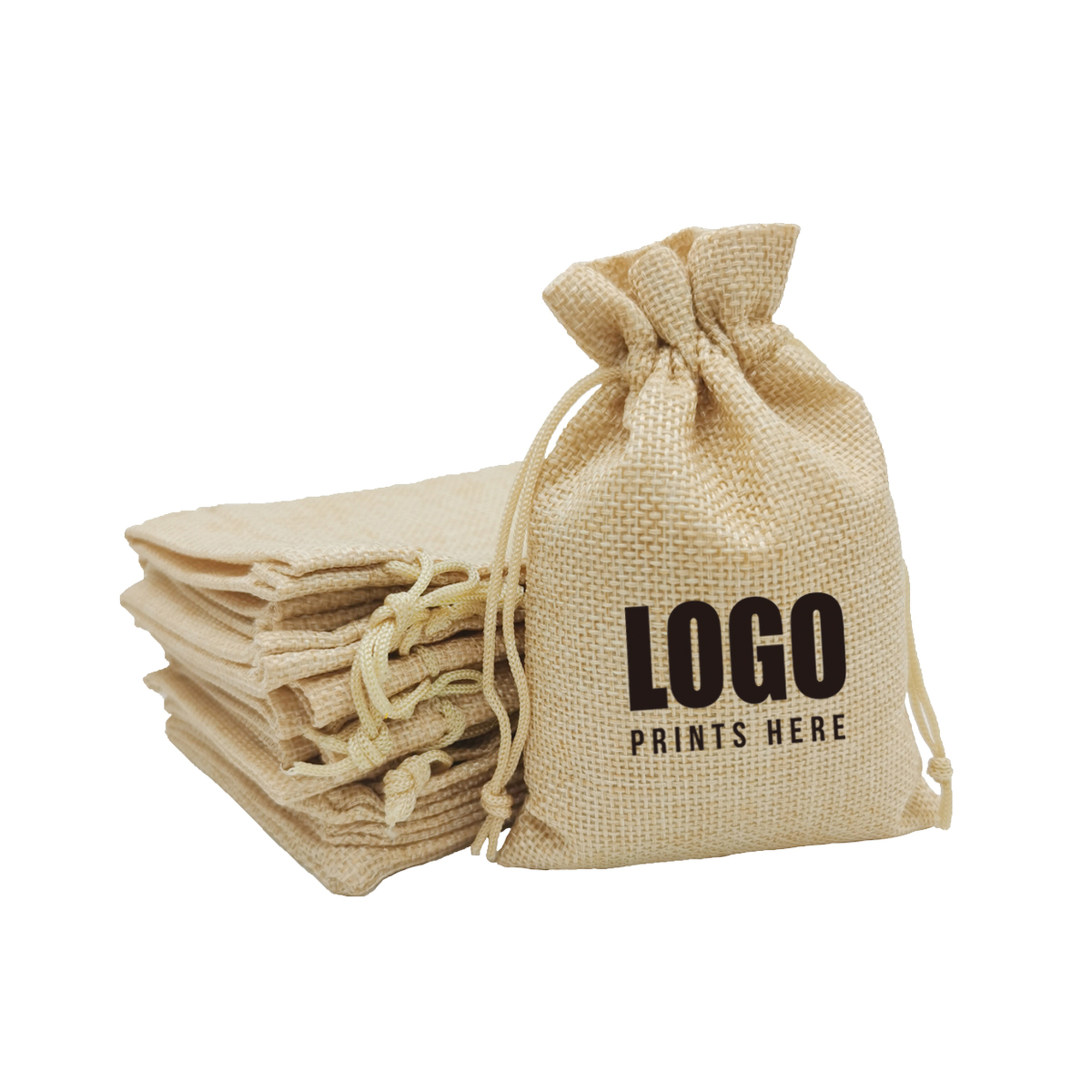 Nylon Cord Linen Drawstring Bag Multiple Sizes